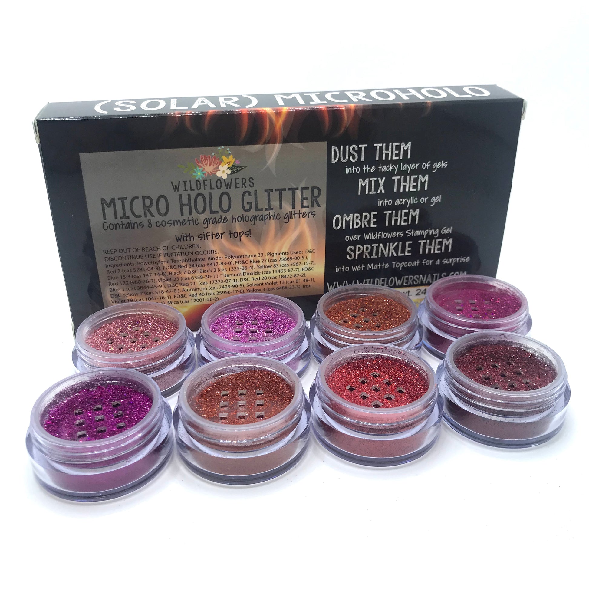 Set of 12 Jars Glitter Holo Dust Kit/ Nail Glitter Dust/ Glitter